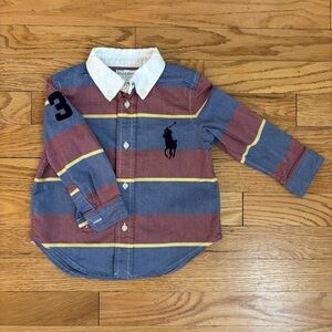 Ralph Lauren Kids Big Pony Striped Shirt - Blue and Red